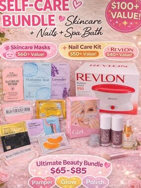 Ultimate Self-Care Beauty Bundle 💖 Skincare + Nails + Spa Bath Set